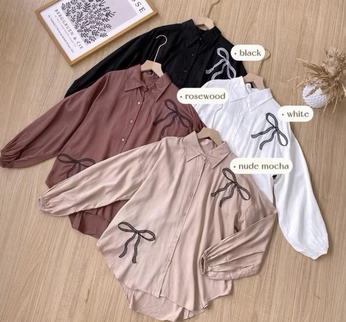 Blouse Luna Kemeja Bordir Wanita Rayon Twill Panjang Muslim Nyaman Oversize Dewasa - Atasan, Mewah, Baju, Hitam, Katun Blouse Luna Kemeja Bordir Wanita Rayon Twill Panjang Muslim Nyaman Oversize Dewasa - Atasan, Mewah, Baju, Hitam, Katun