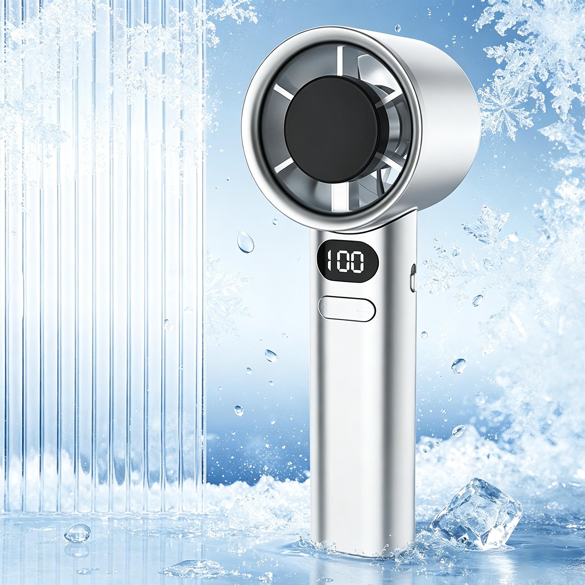 Portable Silent Chargeable Fan Small Handheld Fan Portable Compact Travel Fan Mini Fan USB Rechargeable Fan Handheldfan LED Digital Display Handheld Fan