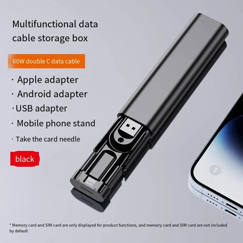 6-IN-1 Hidden Data Cable, FateFire, 60w Super Fast Charging, Multi-function Storage Box, Multiple Connectors, All-round Fit, Type-C,For iPhone