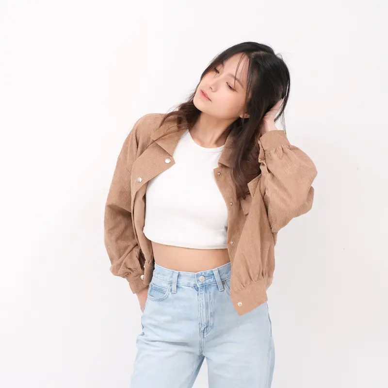 MSDXeveryone - Audrey Jacket Corduroy MK36 -outer wanita crop style korea kekinian lengan panjang / Jaket Kancing Keren Nyaman Santai 4