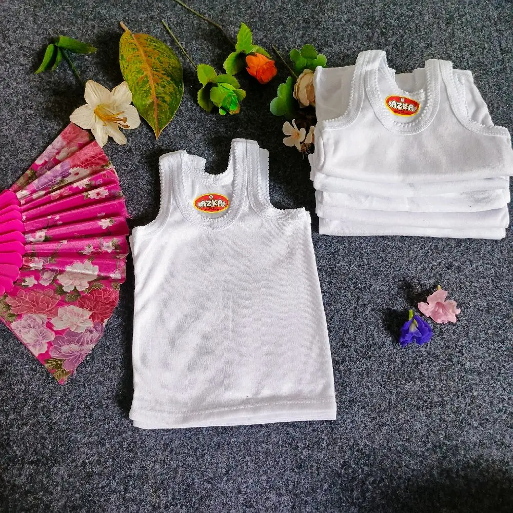 Set 12 Dan 6 Pcs Kaos Dalam Anak Cewe Cowo Putih Polos Singlet Bayi Ukuran S,M,L,XL,XXL Fashion