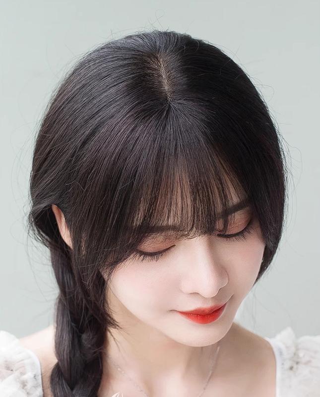 Tóc Giả Mái Bằng Không Khí, Nữ, Kẹp Tóc Trán Tự Nhiên, Vô Hình, Liền Mạch, Mỏng, Tóc Mái Giả, Tóc Mái Cùn 7