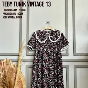 Tunik Midi Rayon Viscose Motif Vintage by Teby