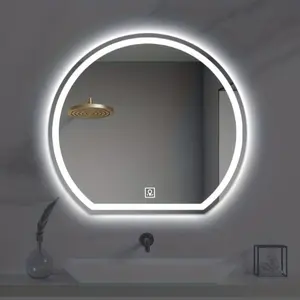 Cermin wastafel kamar mandi led touchscreen kaca toilet kipas