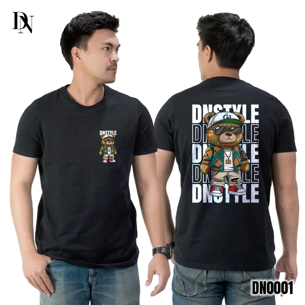 DNStyle T-Shirt Gaya Pria Wanita - Kaos Motif Beruang Funky - DNTK00001 Combed Katun