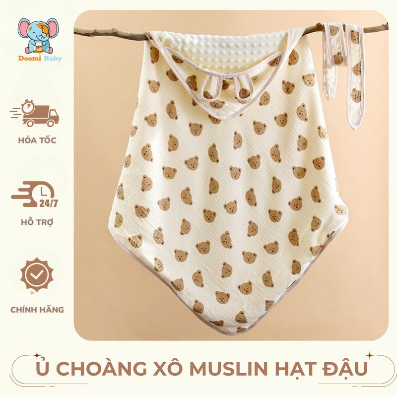 [Top 1 Hạt Đậu] Ủ Xô Muslin Hạt Đậu Cho Bé Mềm Mịn Thoáng Mát Doomi Shop - HT627