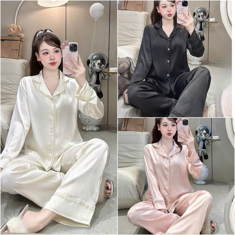 Bộ Ngủ Mặc Nhà JUSOKA lụa Latin cao cấp Siêu Xinh LT22 Tay Dài - Quần Dài Dễ Thương - Dành Cho Nữ - Quần Áo Ngủ Women
