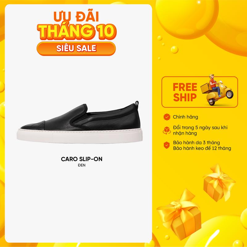 Bentoni Giày Lười Nam Caro SlipOn Da Bò Thật Cao Cấp, Màu Đen, Mềm Mại, Giữ Phom, Dễ Phối Đồ, Đế Cao Su Êm Ái Chống Trơn Bền Đẹp, Phù Hợp Đi Làm, Đi Học, Đi Chơi