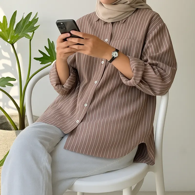 Fukutani Kemeja Salur Oversize - P1077 7