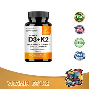 Vitamin D3 5000IU + K2 & Magnesium - Dukung Penyerapan Kalsium Optimal & Tulang Sehat - 60 Kapsul