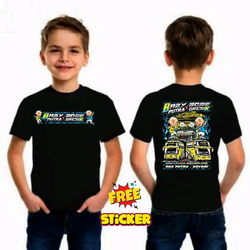 Baju bus babyboss x putra gresik kaos bus baju bus anak laki-laki kaos bus pria wanita cotton combed 24S free stiker 4 pcs Dewasa 5