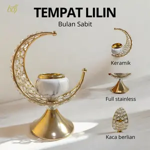603store Tempat Lilin Kristal Bentuk Bulan Sabit