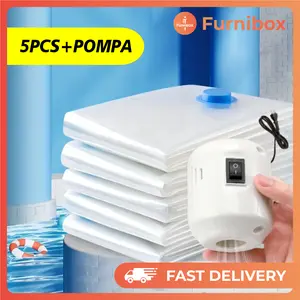 Set Vakum Kantong Plastik Pakaian Baju Travel Transparan Anti-air Vacum Vacuum Bag Plastic Travel