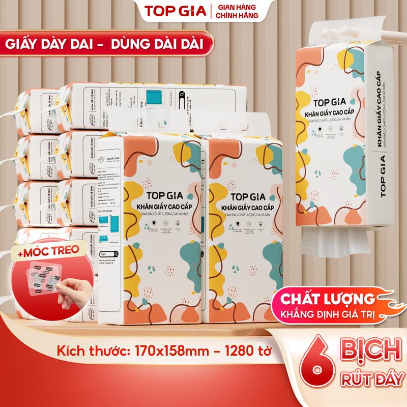 (SIZE XL-PREMIUM) COMBO 6 bịch khăn giấy CỠ ĐẠI đa sắc treo tường (mua 1 tặng móc treo tường) Giấy Ăn rút an toàn lành tính, tiêu chuẩn 4K, không mủn Giấy Vệ Sinh giấy rút đa năng treo tường (DS)