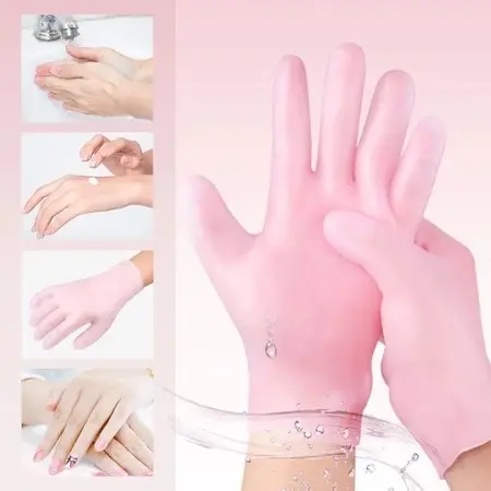 1Pair SPA Silicone Soft Sarung Tangan Reusable Anti-Drying Beauty Care Lembut Gel Glove /Kaos Kaki Silikon