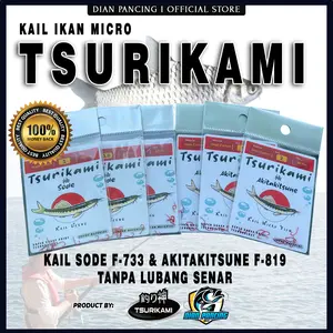 Kail Pancing Micro Fish Tsurikami Sode  F-733 & Akitakitsune F-819 Tanpa Lubang Senar Kualitas Tajam Kuat Hi Carbon Hook 10 pcs Ikan micro