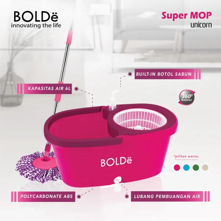 BOLDe Super Mop Unicorn - Merah Muda
