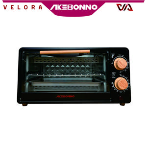 AKEBONNO Oven Electric multifungsi / Oven Elektrik AEO9W AEO9B Kapasitas 9L Daya 400W Dehydrate Function & Stay On Timer Pintu Kaca Tempered Handle Kayu Minimalis Warna Putih Hitam