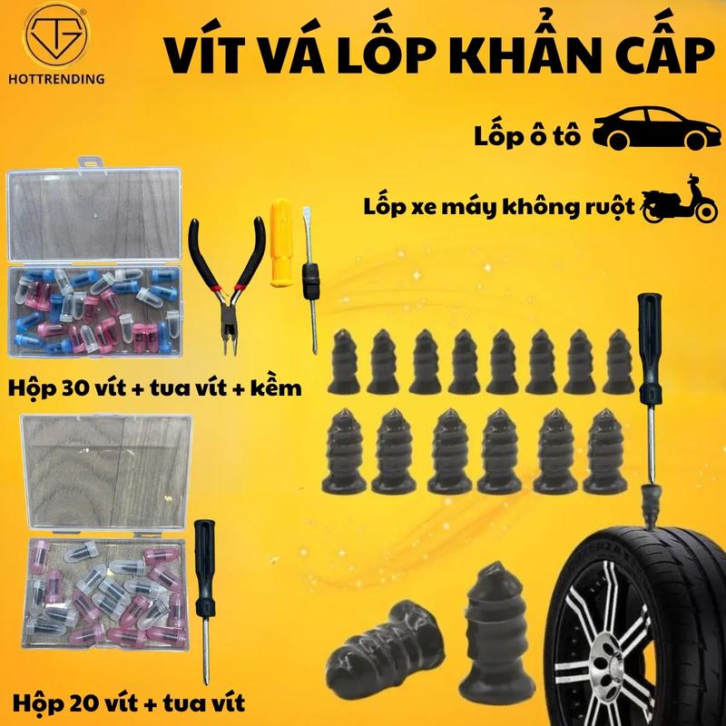 Vít Vá Lốp Khẩn Cấp Jumbotec: Vít lõi thép bọc cao su - Vá nhanh ô tô, xe máy -…