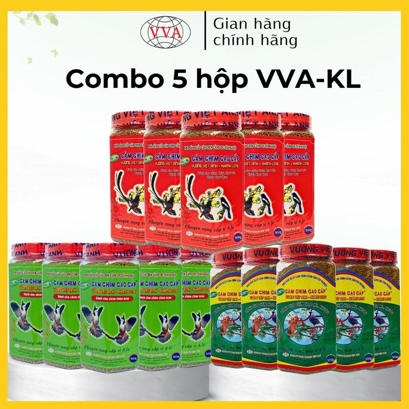 [COMBO 5 VVA-KL] Cám chim siêu cao cấp Vương Việt Anh - Khánh Long dành cho Chào Mào, Chích Chòe, Họa Mi - Hộp 500gr