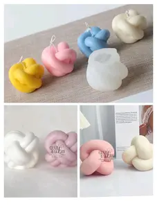 Cetakan Silikon Candle Twin Cross Tube Twisted Knot - Twine Knot  Tali Ikat Tali Simpul 3D Mold
