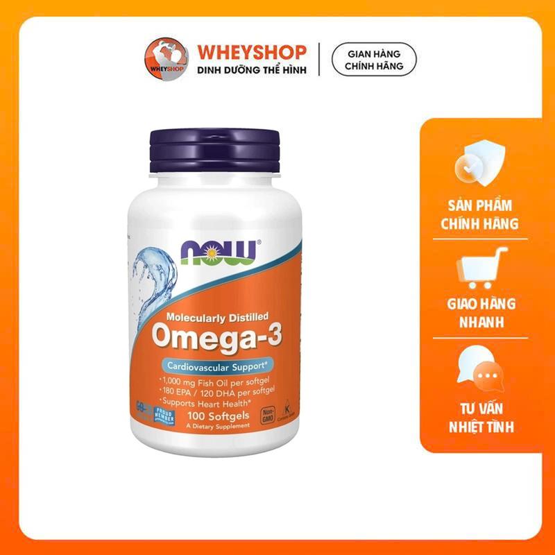  Viên uống bổ sung dầu cá hỗ trợ sức khoẻ Now Omega-3 1000mg  100-200-500 viên  - WHEYSHOP VN 