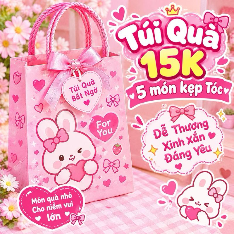 Túi Quà 15K - 5 Món Kẹp Tóc Đẹp Thương Xinh Xắn Đáng Yêu