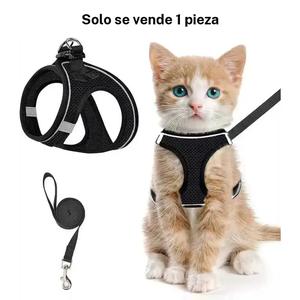 Set de 2 piezas de Arnés ajustable para mascotas y Correa, Arnés de malla transpirable para gato con correa, Artículos para mascotas para caminar al aire libre