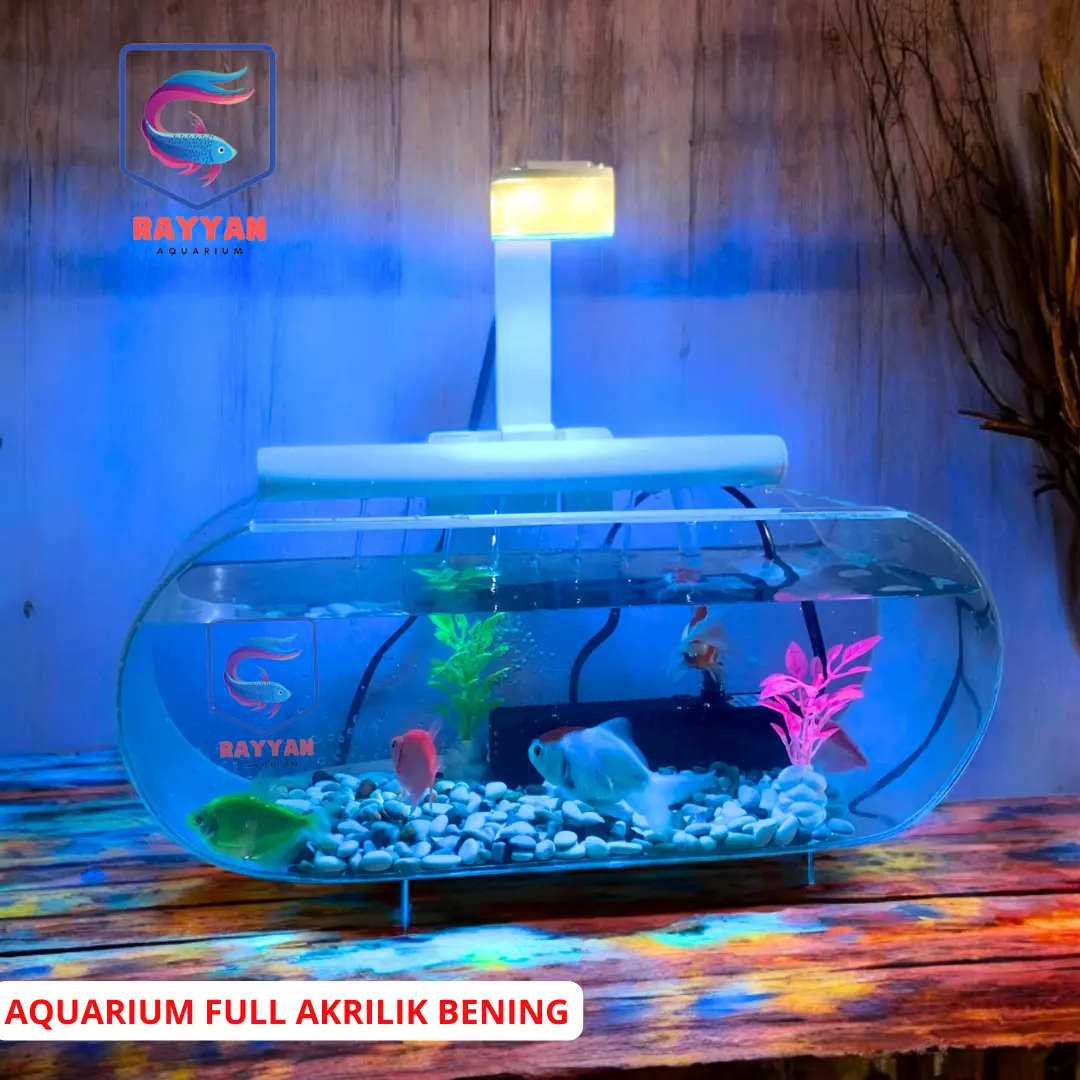 Aquarium mini akrilik full set bening transfaran lengkap dengan mesin pompa filter Air mancur (TR 1)