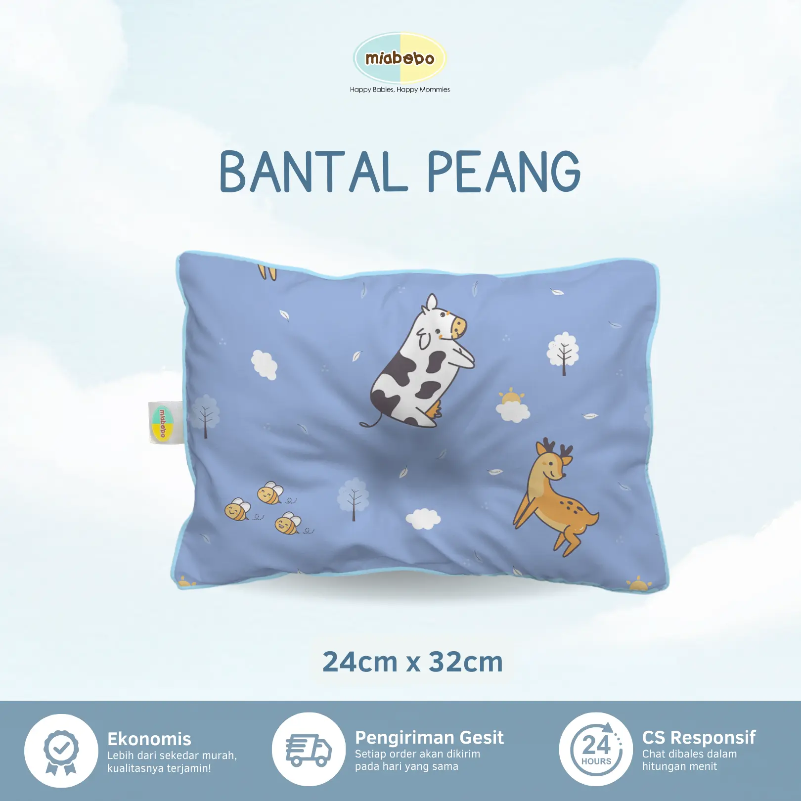 Miabebo Bantal anti Peang Lucu | Bantal Bayi