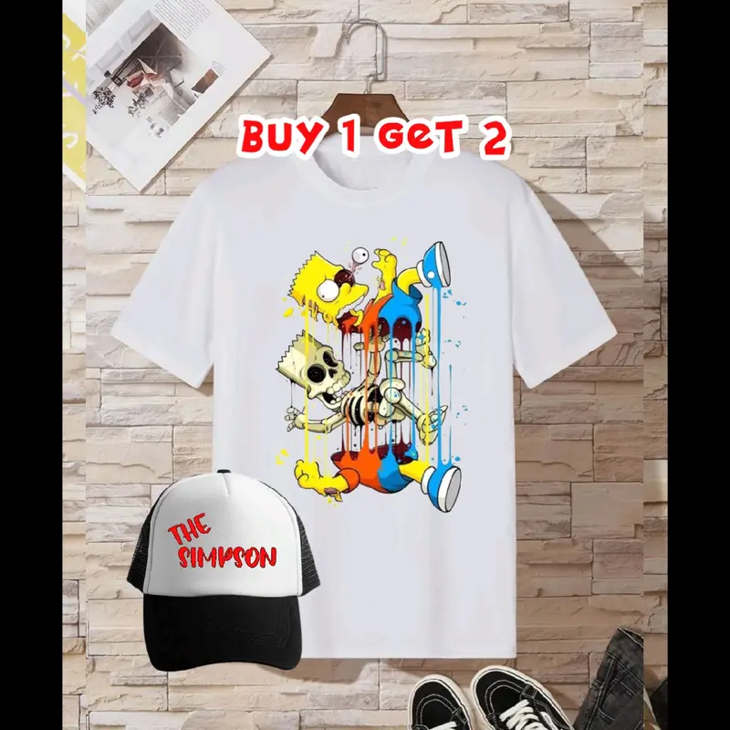 (COD) Beli 1 Dapat 2 Kaos Motif Simpson Free Topi Distro 4