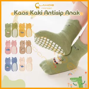 LAKOE Kaos Kaki Anak Anti Slip Socks/Motif Kartun Kaus Kaki Bayi 0-3 Tahun Biru Kuning
