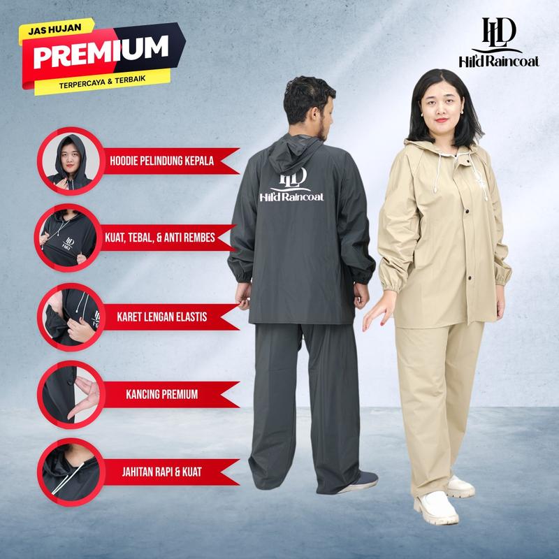 Product Introduction of jas hujan setelan jaket celana pria wanita bahan pvc karet anti air waterproof termurah by HILD raincoat original cocok dipakai berkendara disaat musim hujan 44