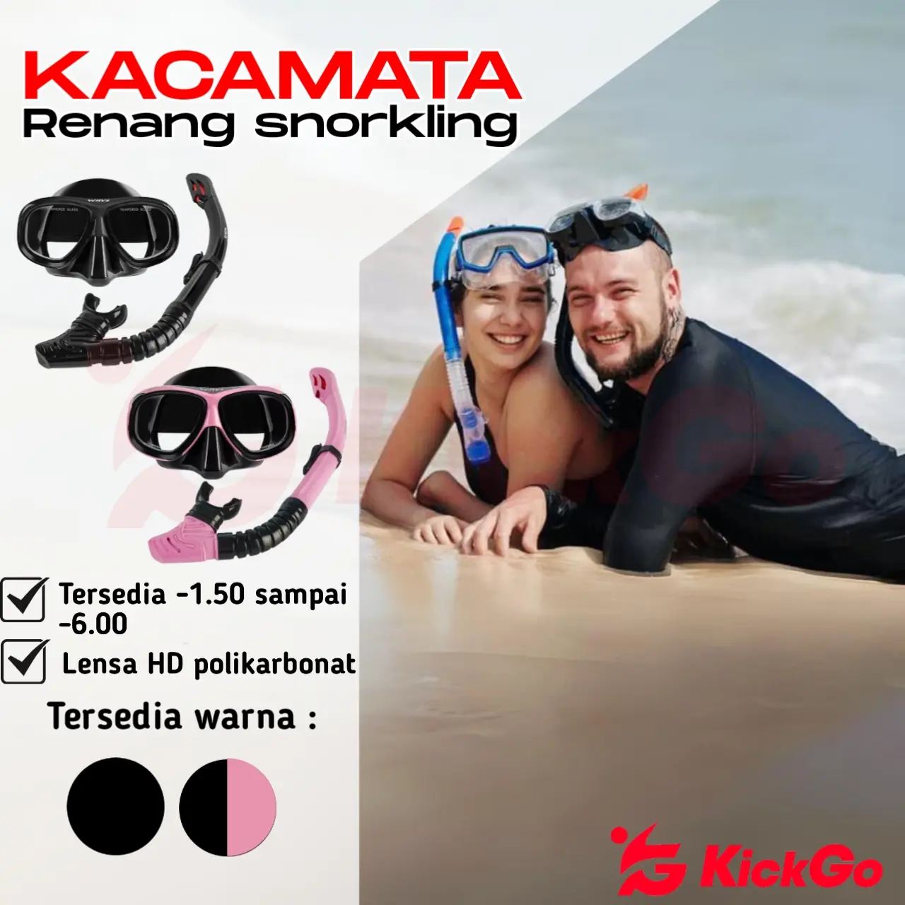 Kacamata Renang Snorkling Minus -150 sampai -600 Scuba Diving Mask Myopia Peralatan Selam Swimming Diving Goggles PVC Anti Fog