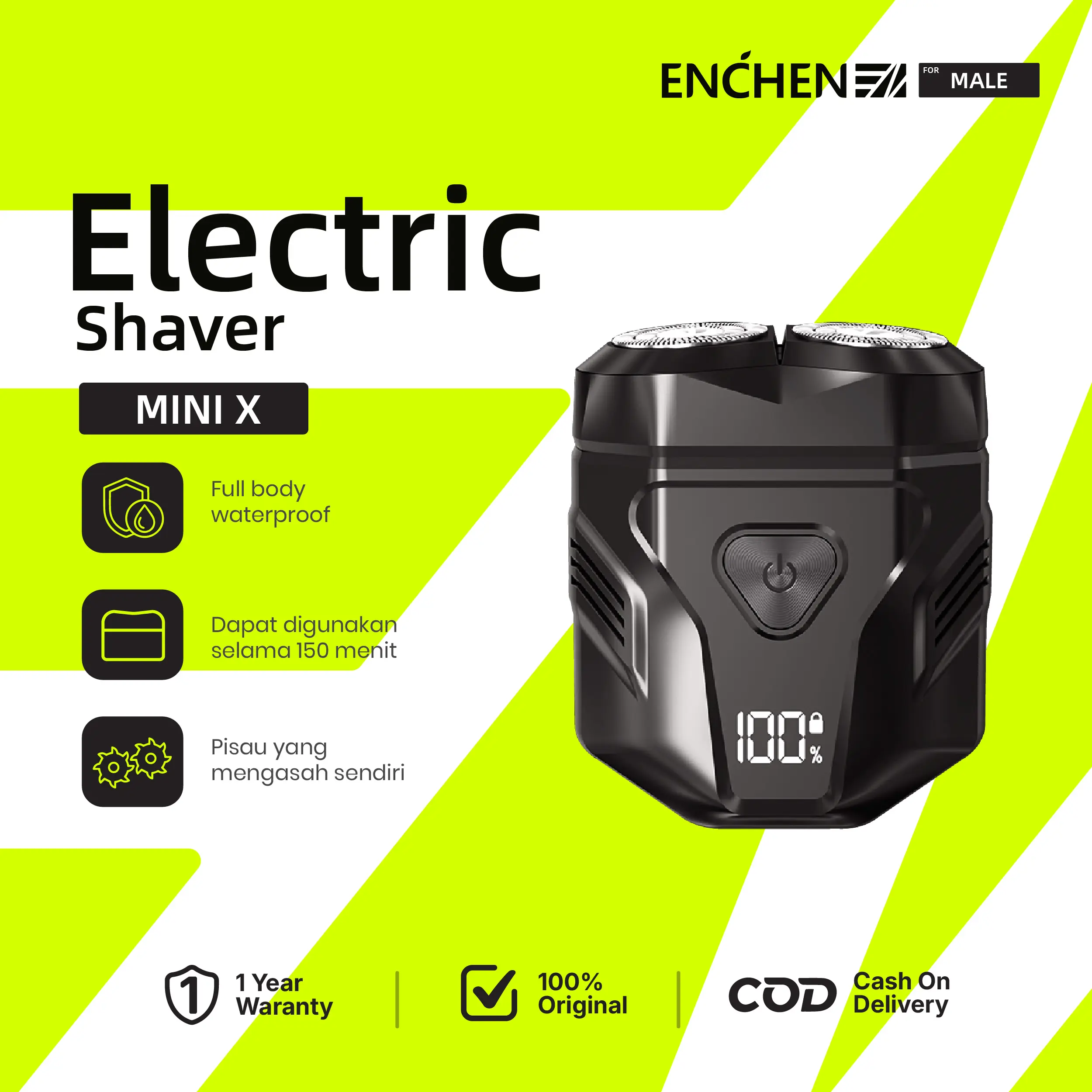 【Official Live】ENCHEN Mini X Shaver Alat Cukur Jenggot Elektrik Waterproof IPX7 LED Display Portabel & Mudah Dibersihkan Garansi 1 Tahun Mesin Pencukur Kumis