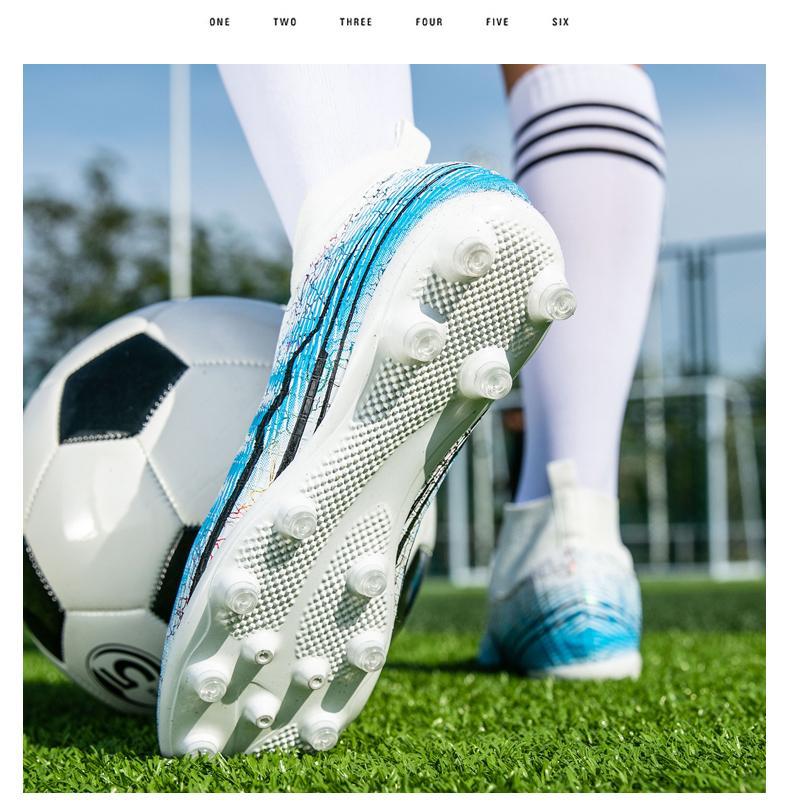 Product Introduction of Messi Football Shoes Large Size: EU35-47 Male Teenager Students Outdoor Lawn High-top Training Shoes Cristiano Ronaldo Children Adult AG Spike Anti-slip Shock Absorbing Professional Competition Shoes 14