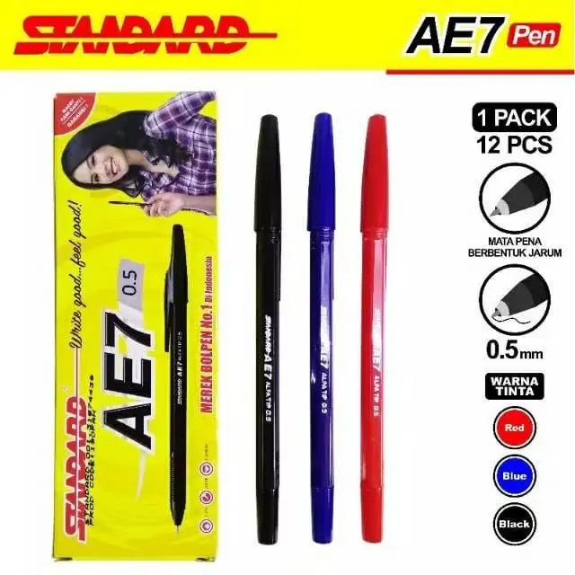 Pulpen standar hitam + Ballpoint hitam + pulpen tulis 1 pack 2