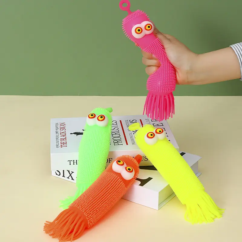 Mainan Anak Yoyo Ubur-Ubur Nyala / Mainan Puffer Ball Lampu Ubur-Ubur Cumi Cacing Panjang Karet Lampu Karakter Labubu Sanrio LED Warna-Warni