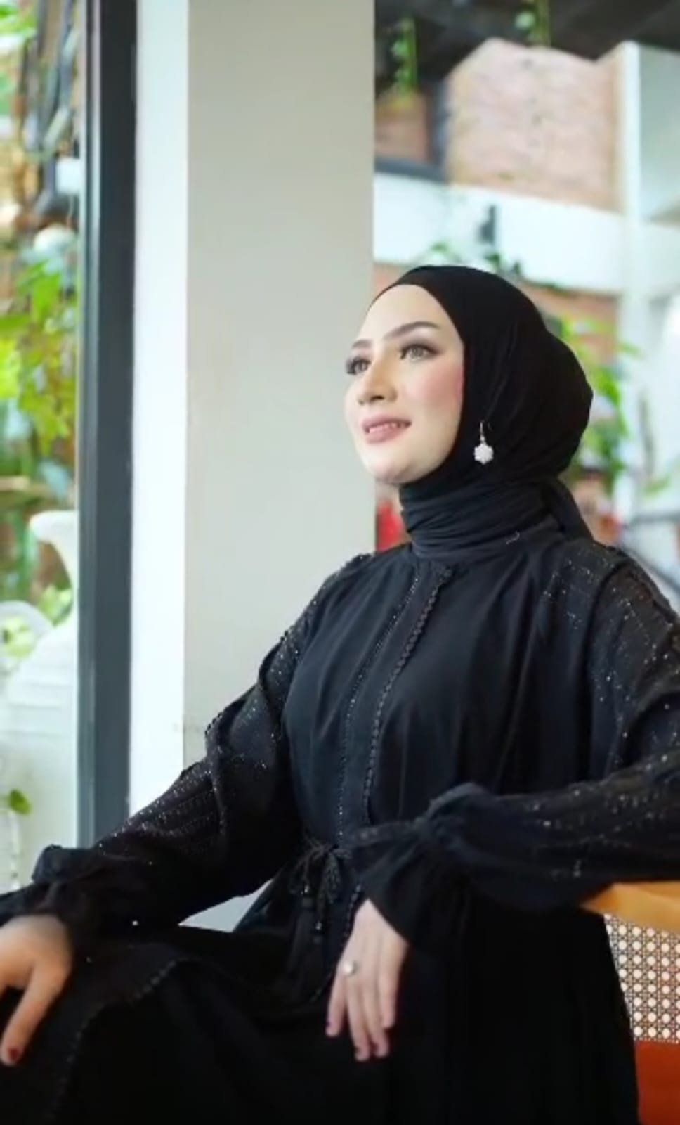 Abaya premium set kerudung pasmina ceruty gamis abaya dubai jet black wolpich wolpis resleting full bisa jadi outer terbaru