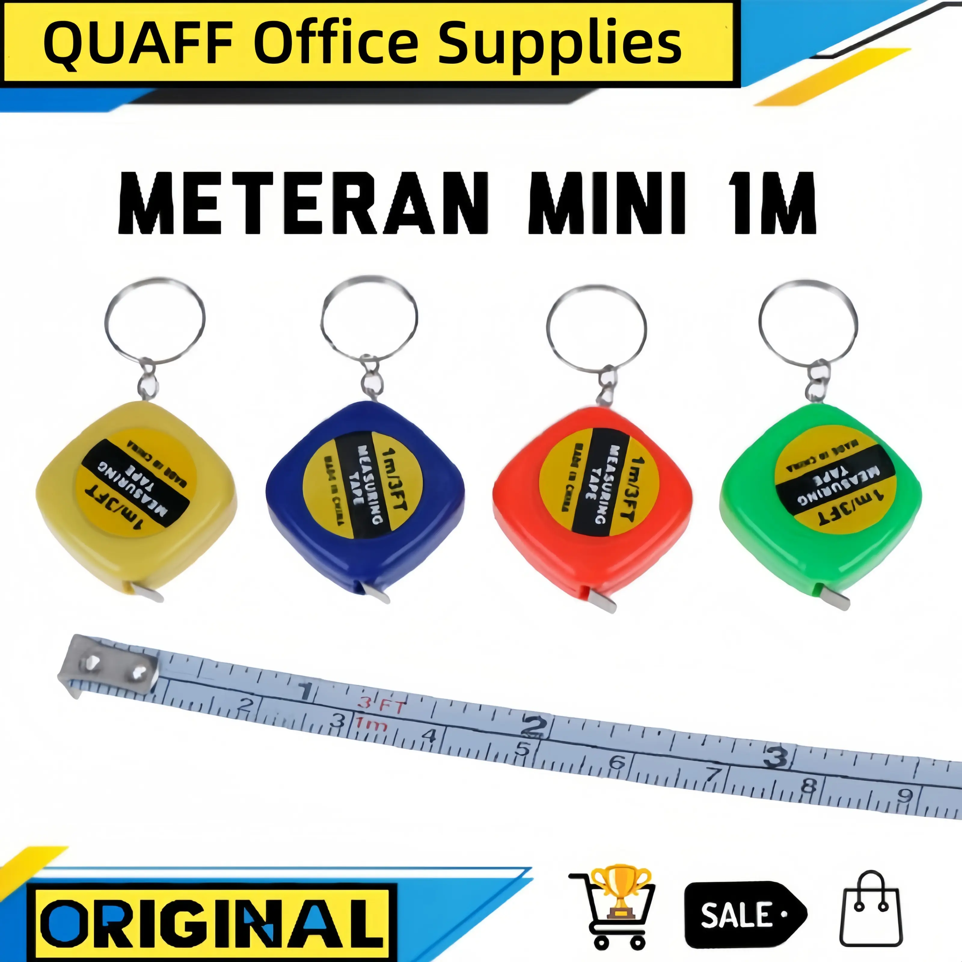 Pita Pengukur Baja 1M Dengan Gantungan Kunci Mini Keychain Measuring Tape 1 Meter