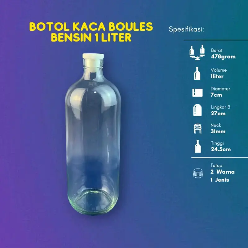 Botol Kaca 1liter, Botol Jamu1liter, Botol Bensin Free Tutup, Free Packing busa eva, PAKET 15PCS, Penyimpanan 1