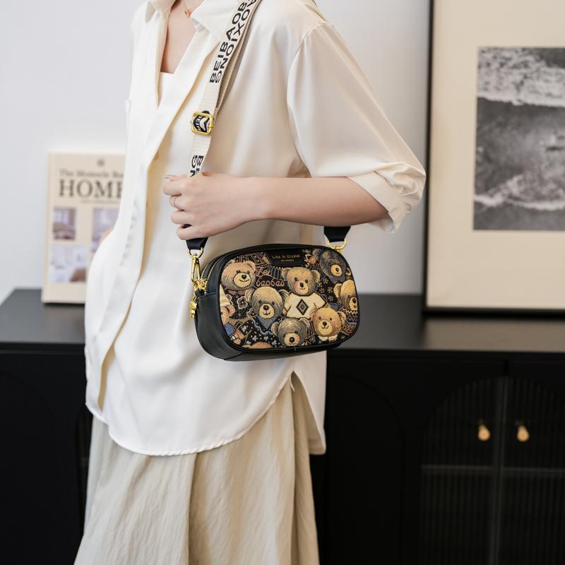 Double-Layer Small Round Bag for Women - Street Style Trendy Canvas Bag, Casual and Versatile Shoulder and Crossbody Bag 6