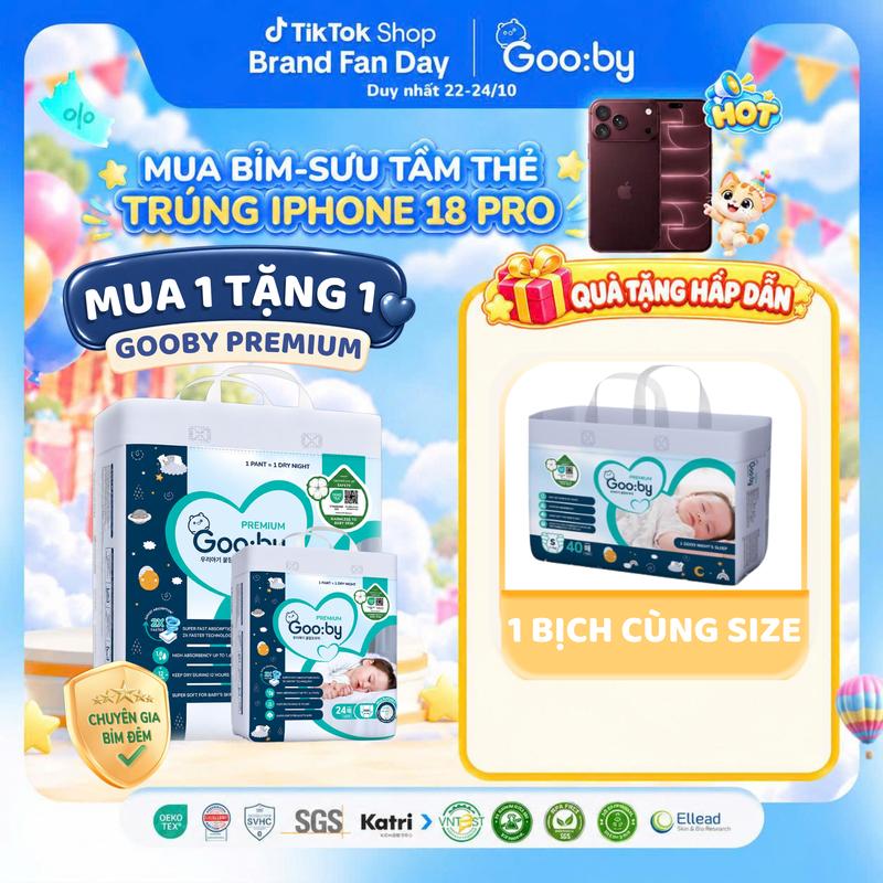 Tã bỉm dán Gooby đêm mềm mại siêu thấm hút size NB,S,M