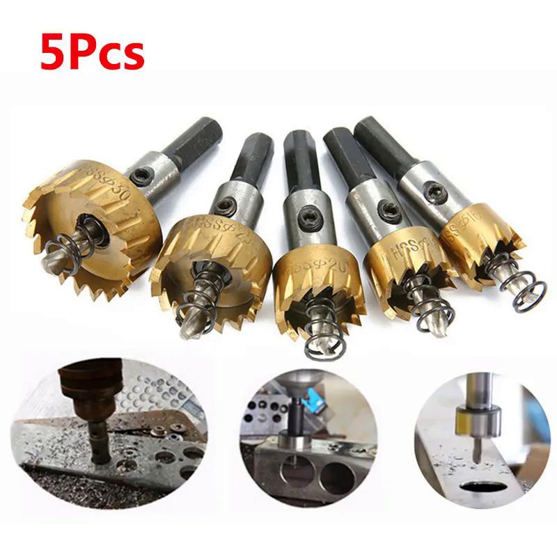 5pcs HSS Drill Bit Hole Saw Tooth Set Stainless Steel Metal Alloy Cutter 16-30mm 1