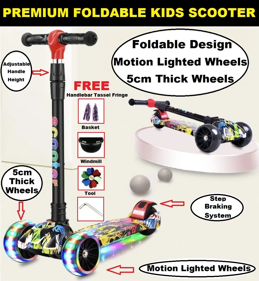 Children Kids Kick Scooter foldable with Thick Wheels