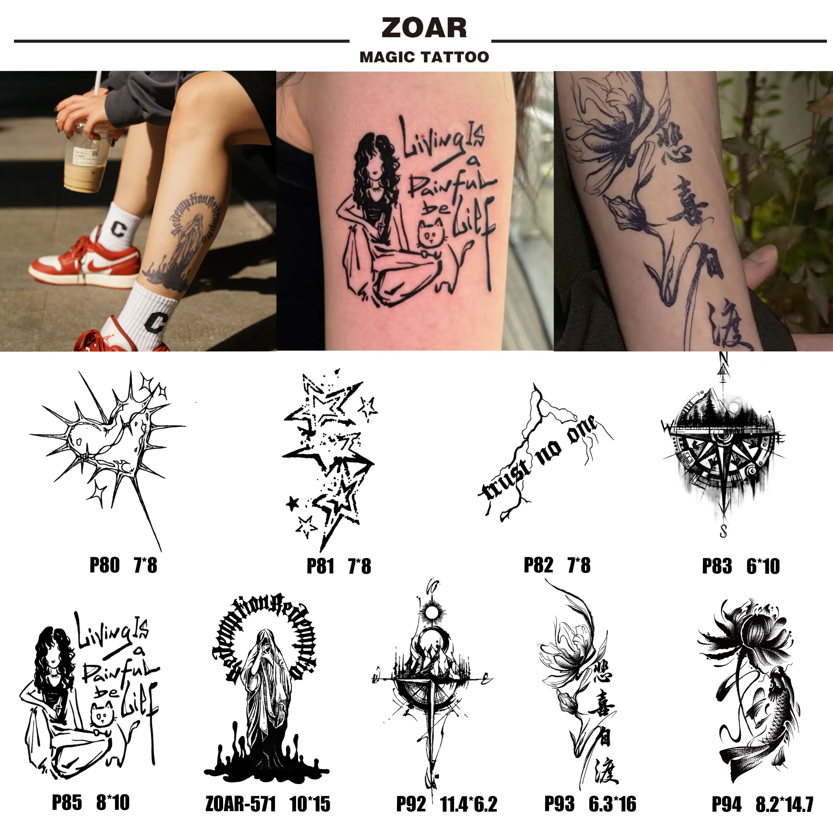 Temporary tattoo sticker ZOAR-86【Thorn Snake】Long-lasting tattoo adhesive art decoration for men and women.