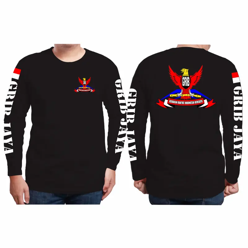 Kaos Grib Jaya Terbaru Pria Wanita Tangan Panjang Baju Distro Keren Dewasa Hitam Katun Combed Cowok Fit 1