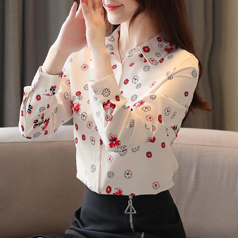 Áo Cánh Voan Hoa Cho Nữ, Áo Sơ Mi Thiết Kế Độc Đáo Mới, Dài Tay, Mỏng, Thời Trang, Phong Cách Phương Tây, Mùa Xuân / Mùa Hè 3