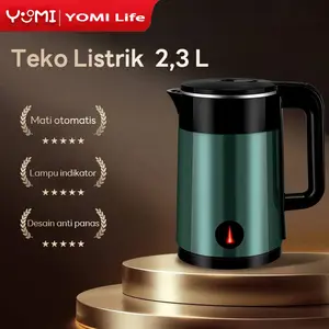 Ketel Air Panas Kettle Listrik 2.3L Stainless Steel Food Grade | Teko Listrik Besar Pemanas Air Cepat Otomatis Mati Sendiri