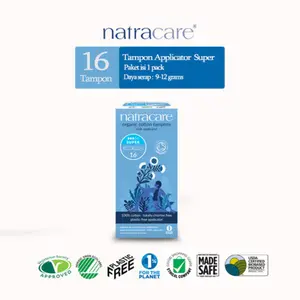 NATRACARE Applicator Cotton Tampon Super 16s